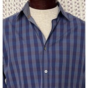 Ted Baker London Plaid Button-Down Shirt Long Sleeve Men's Size XL Blue Gray 42R